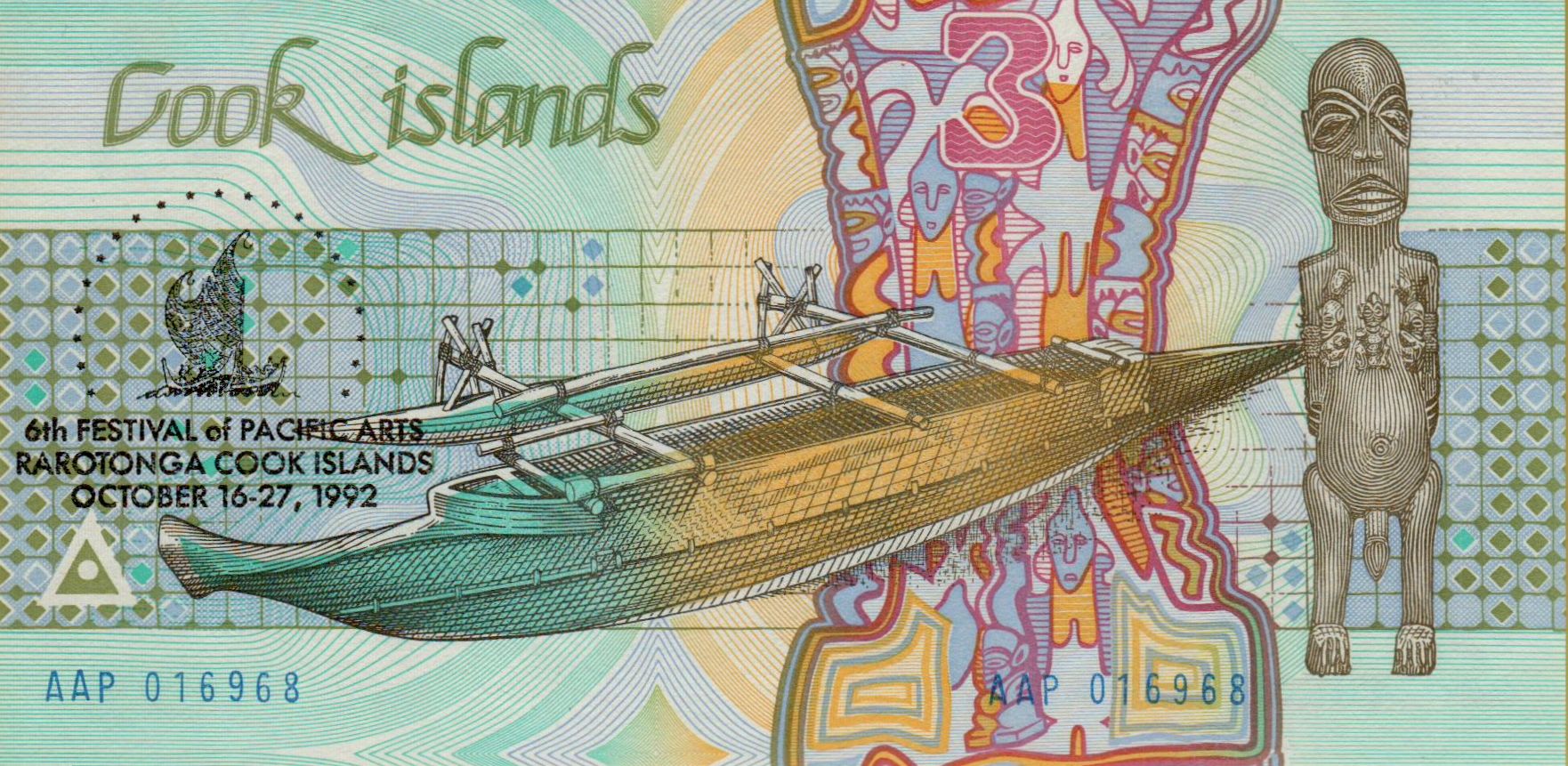 Cook Islands 3 1992 UNC P-6